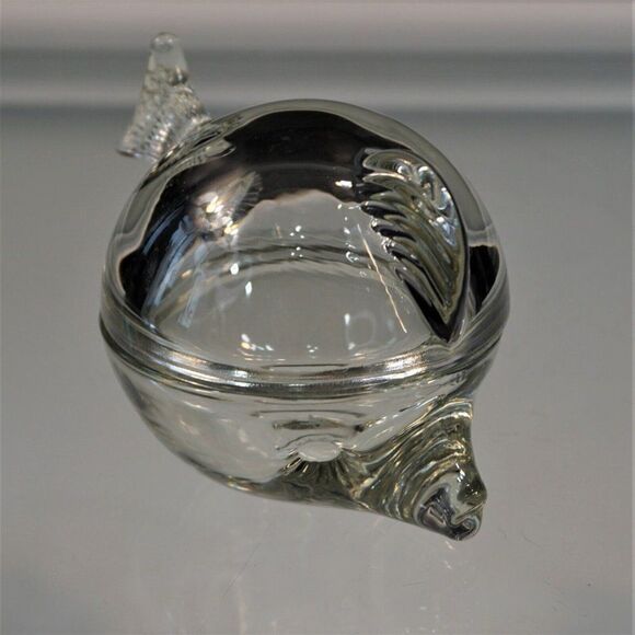 Vintage Anchor Hocking Glass Puffer Fish Trinket Box Ocean Tropical - Picture 2 of 7